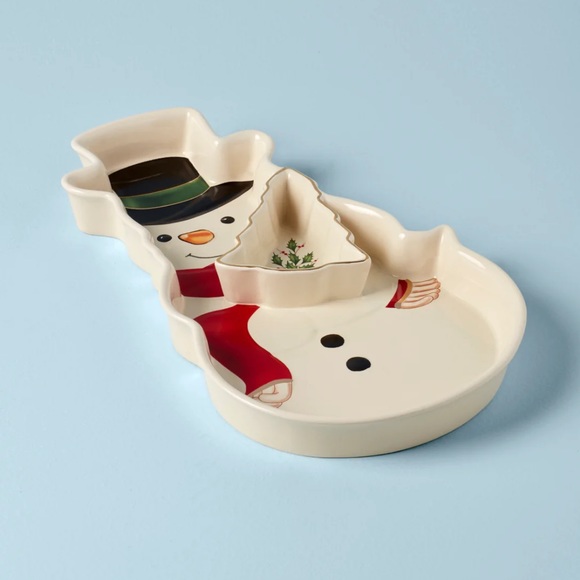 NWT Lenox Snowman Chip and Dip Platter - Picture 2 of 9